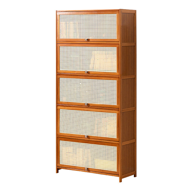 Brown Color Barrister Bookcase Contemporary Bamboo Bookcase for Home Office