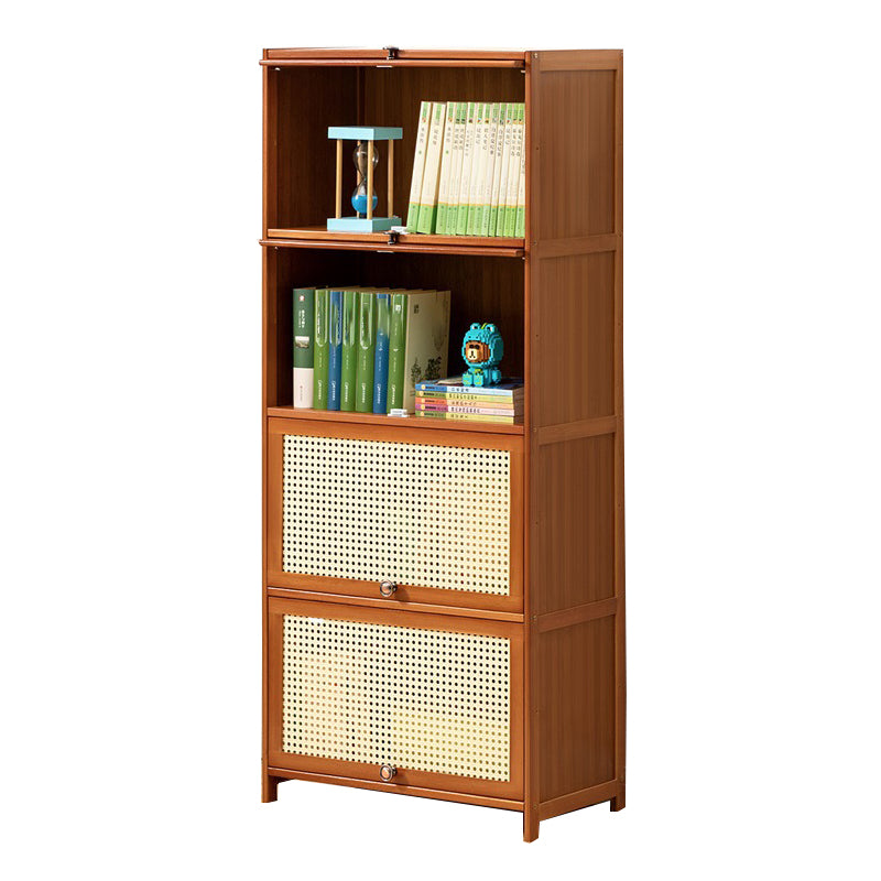 Brown Color Barrister Bookcase Contemporary Bamboo Bookcase for Home Office
