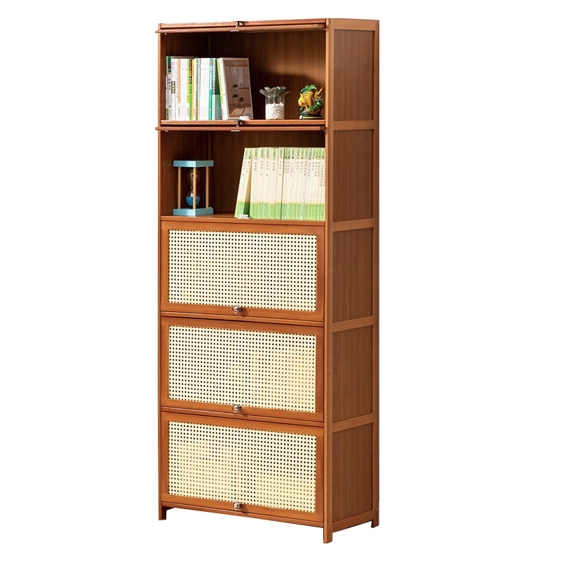 Brown Color Barrister Bookcase Contemporary Bamboo Bookcase for Home Office