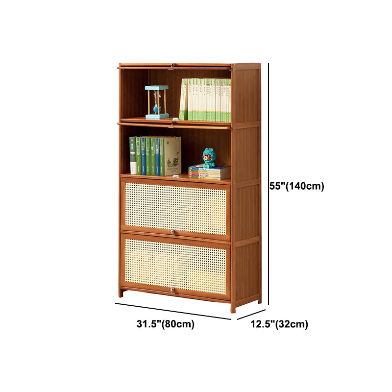 Brown Color Barrister Bookcase Contemporary Bamboo Bookcase for Home Office
