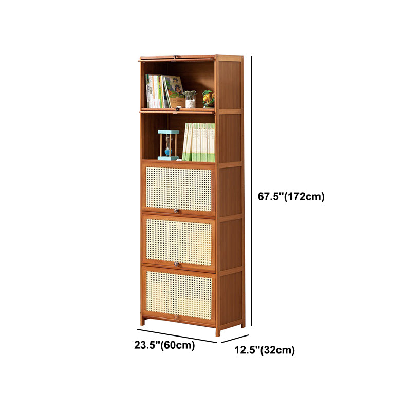 Brown Color Barrister Bookcase Contemporary Bamboo Bookcase for Home Office