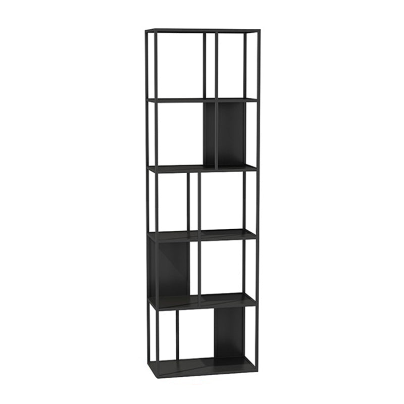 Modern Open Bookcase with Metal Rectangular Shelves for Study Room