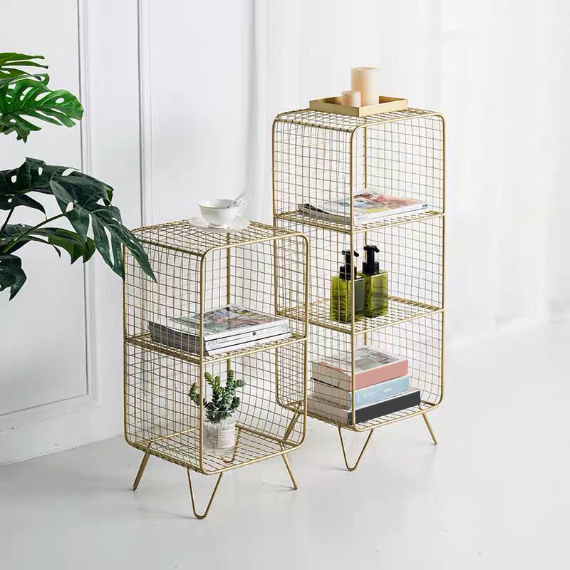 Modern Closed Bookcase with Metal Rectangular Shelves for Study Room