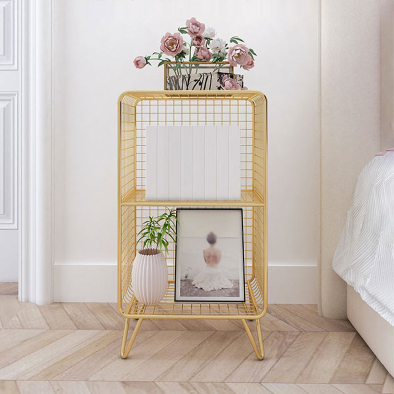 Modern Closed Bookcase with Metal Rectangular Shelves for Study Room