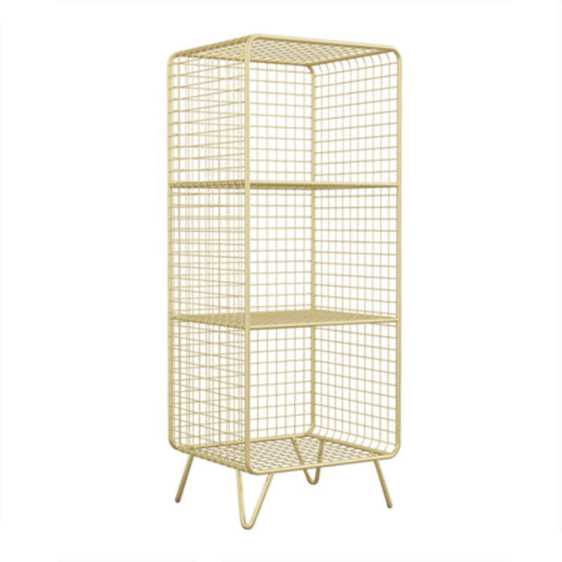 Modern Closed Bookcase with Metal Rectangular Shelves for Study Room