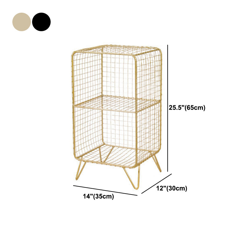 Modern Closed Bookcase with Metal Rectangular Shelves for Study Room
