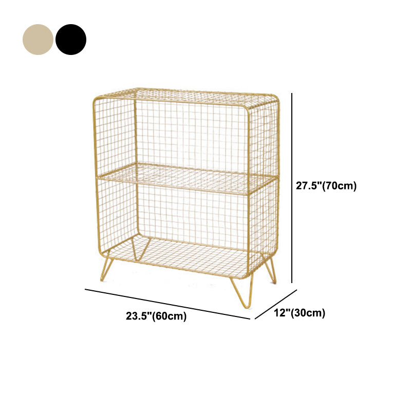 Modern Closed Bookcase with Metal Rectangular Shelves for Study Room