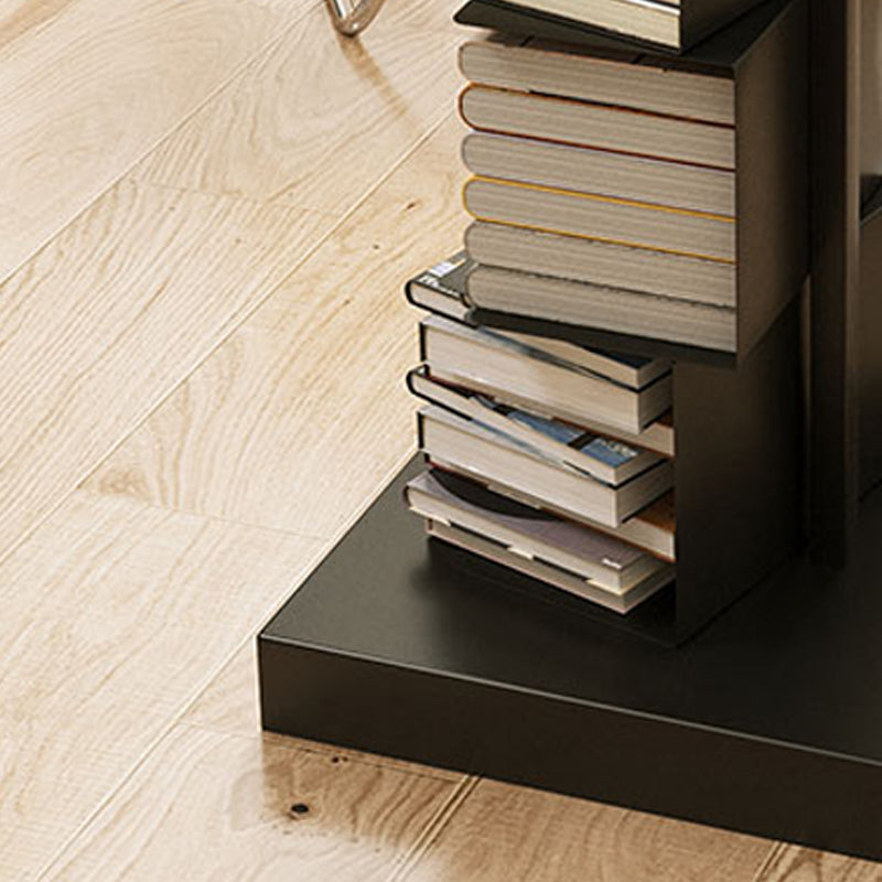 Black Contemporary Corner Bookshelf geschlossenes vertikales Stahlregal geschlossen