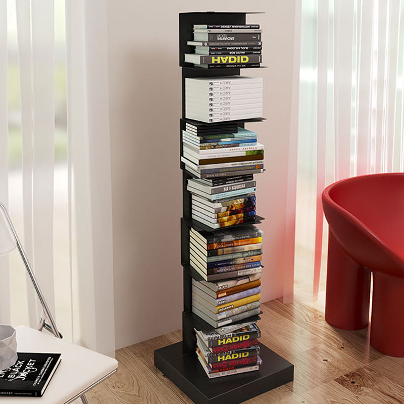 Black Contemporary Corner Bookshelf geschlossenes vertikales Stahlregal geschlossen