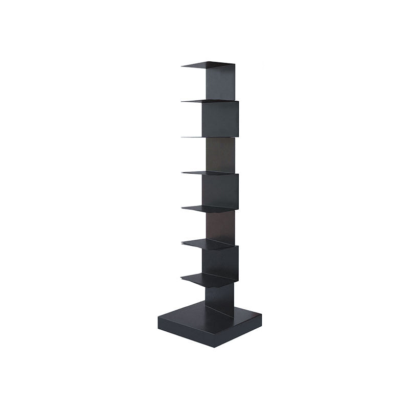 Black Contemporary Corner Bookshelf geschlossenes vertikales Stahlregal geschlossen