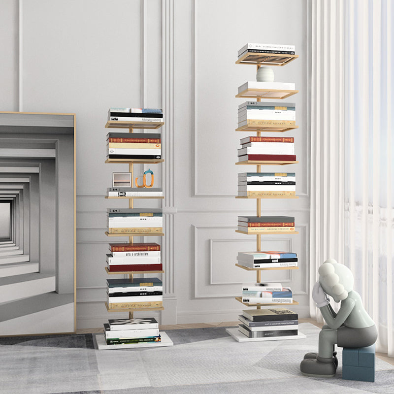Open Metal Bookcase Modern Rectangular Shelves for Study Room