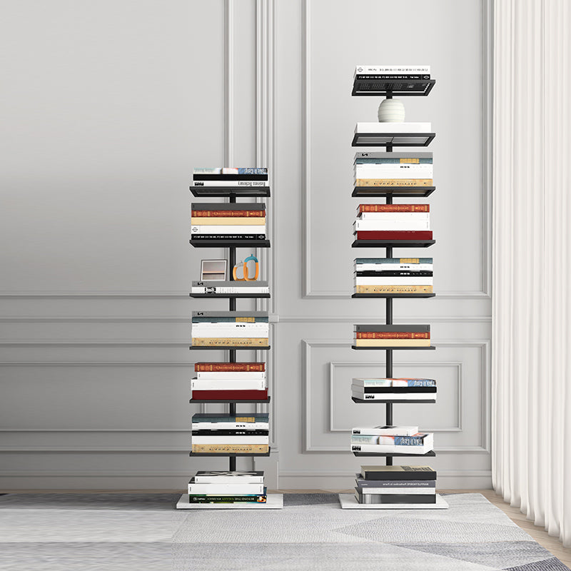 Open Metal Bookcase Modern Rectangular Shelves for Study Room