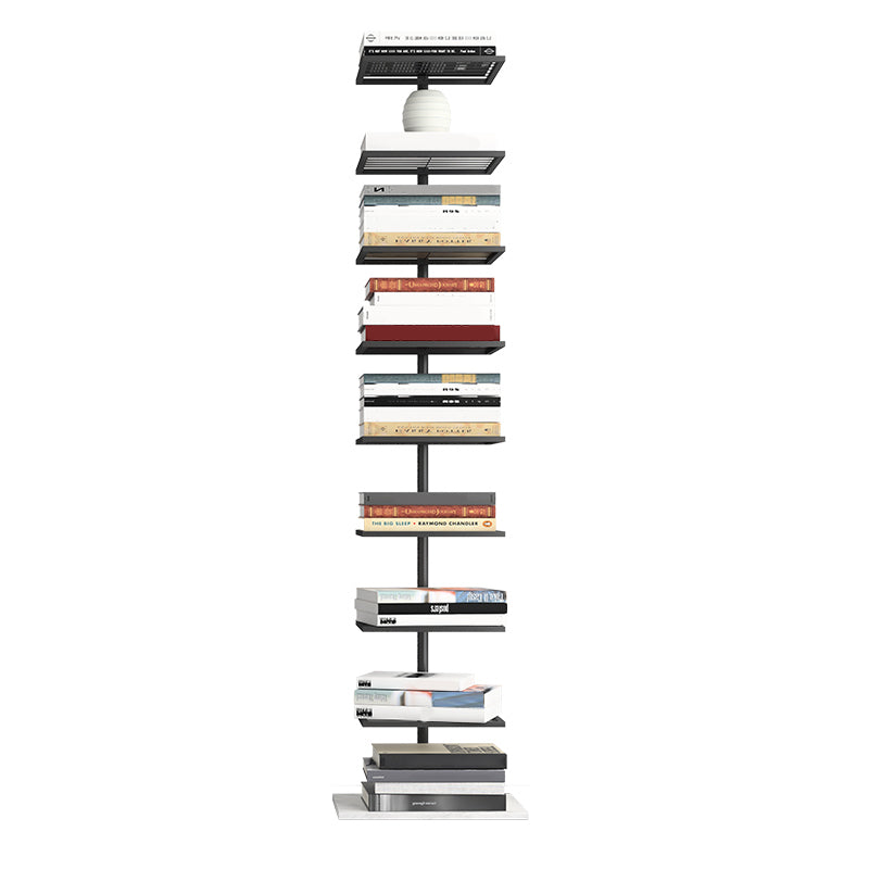 Open Metal Bookcase Modern Rectangular Shelves for Study Room