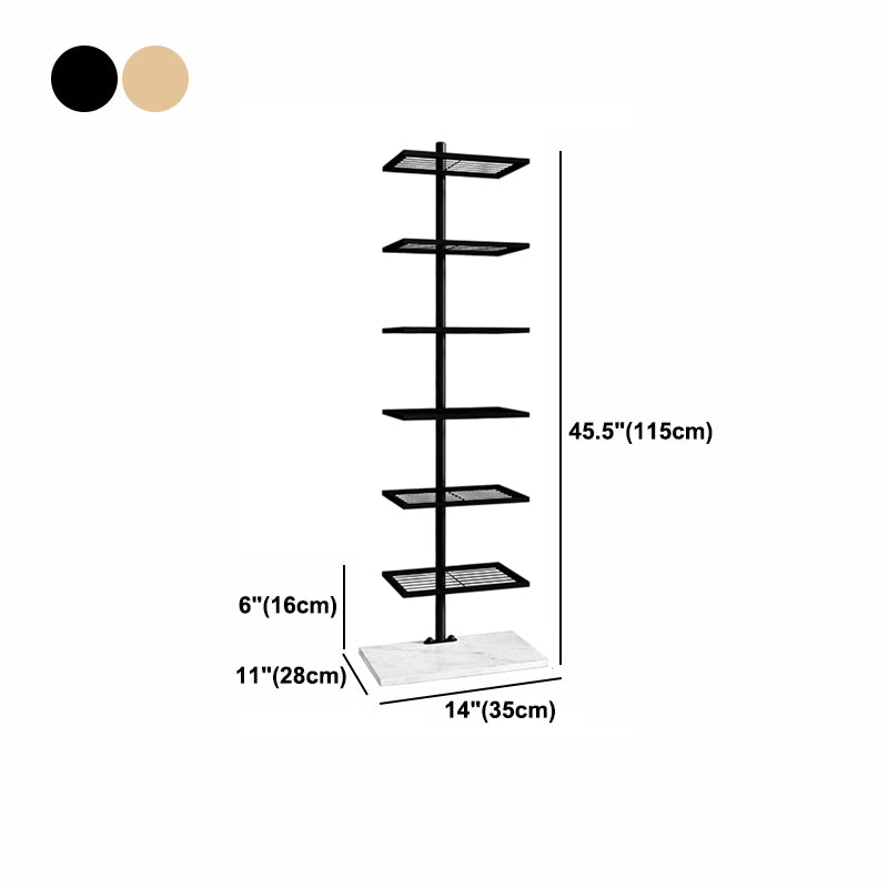Open Metal Bookcase Modern Rectangular Shelves for Study Room