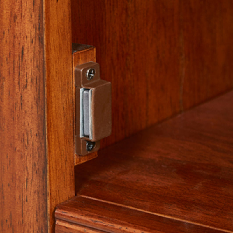 Closed Back Bookcase Modern Solid Wood Rectangular Shelves with Doors