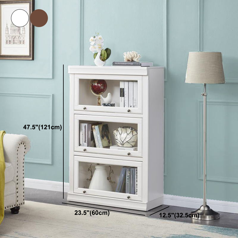 Closed Back Bookcase Modern Solid Wood Rectangular Shelves with Doors