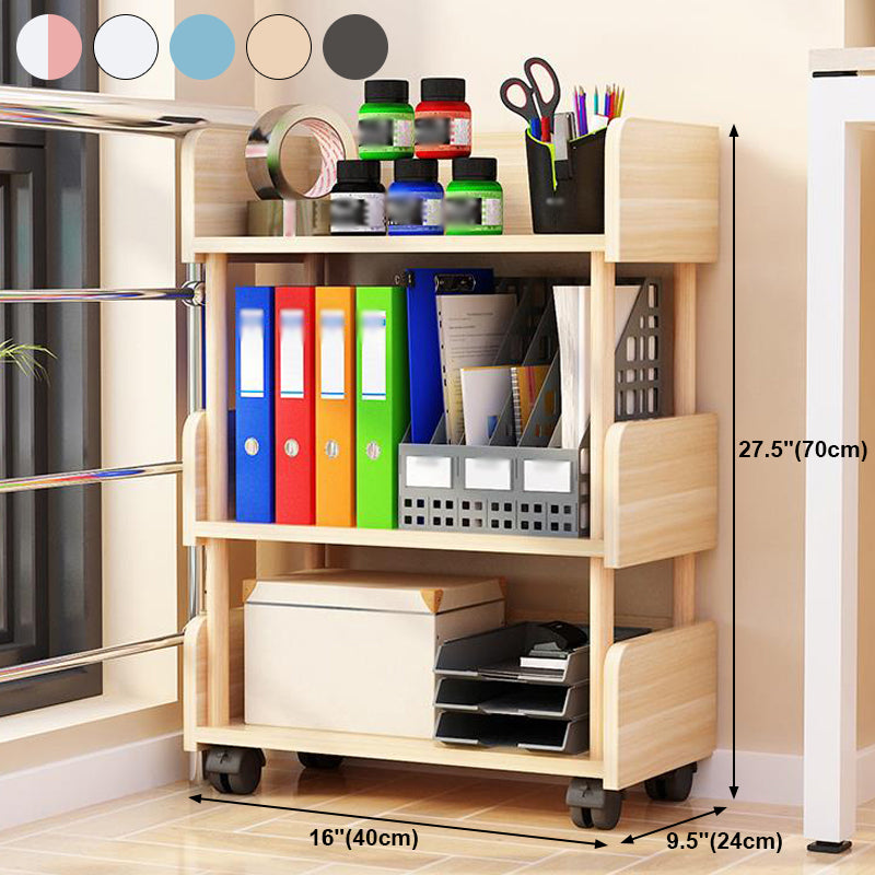 3-Shelf Manufactured Wood Etagere Bookshelf with Caster Wheels