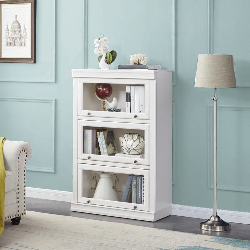 Modern Style Solid Wood Bookcase Rectangular Shelves with Doors