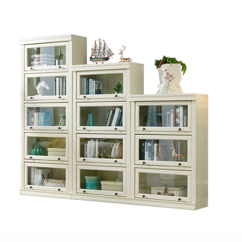 Modern Style Solid Wood Bookcase Rectangular Shelves with Doors