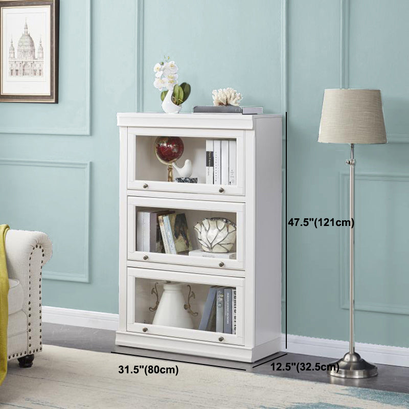 Modern Style Solid Wood Bookcase Rectangular Shelves with Doors