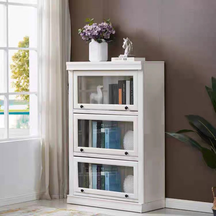 Modern Style Bookcase Solid Wood Rectangular Shelf with Doors