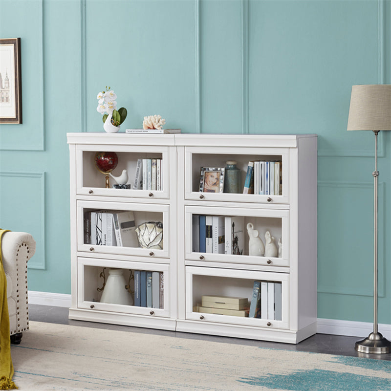 Modern Style Bookcase Solid Wood Rectangular Shelf with Doors