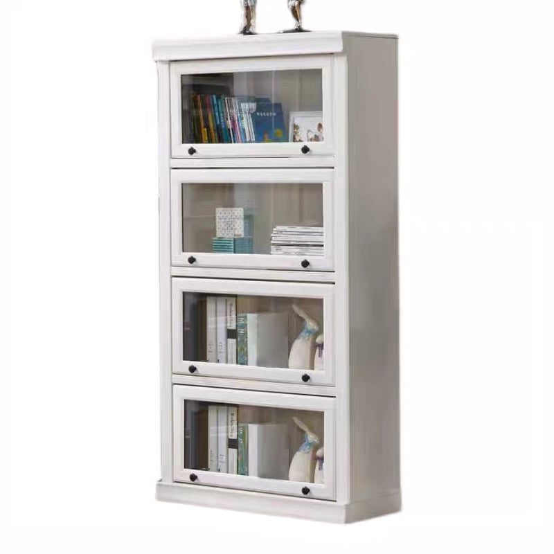 Modern Style Bookcase Solid Wood Rectangular Shelf with Doors