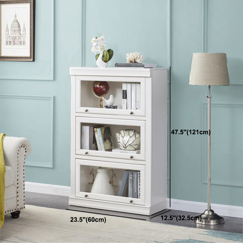 Modern Style Bookcase Solid Wood Rectangular Shelf with Doors