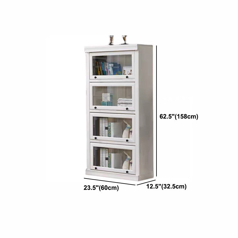 Modern Style Bookcase Solid Wood Rectangular Shelf with Doors