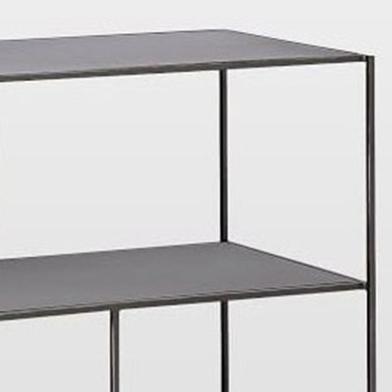 Industrial Style Open Metal Bookcase with Rectangular Shelves