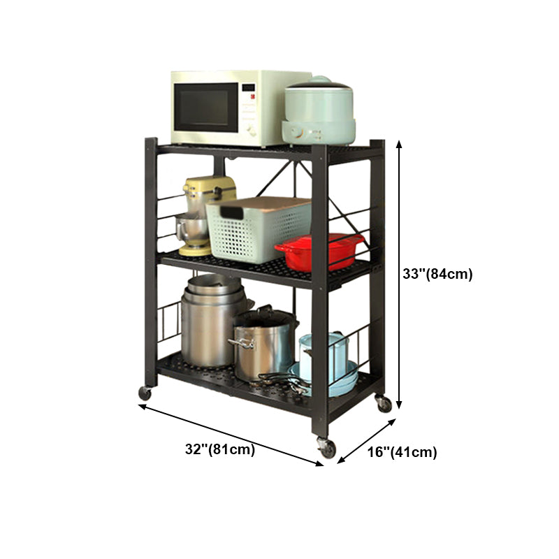 Contemporary Folding Steel Etagere Bookshelf with Caster Wheels