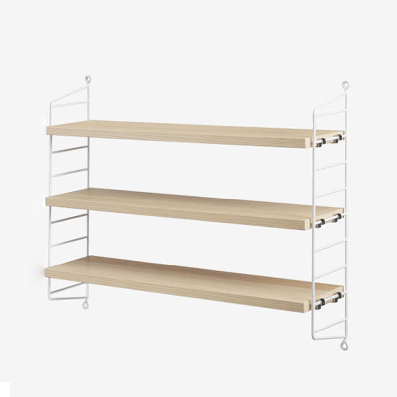Modern Wall Mounted Bookcase with Solid Wood Rectangular Shelves