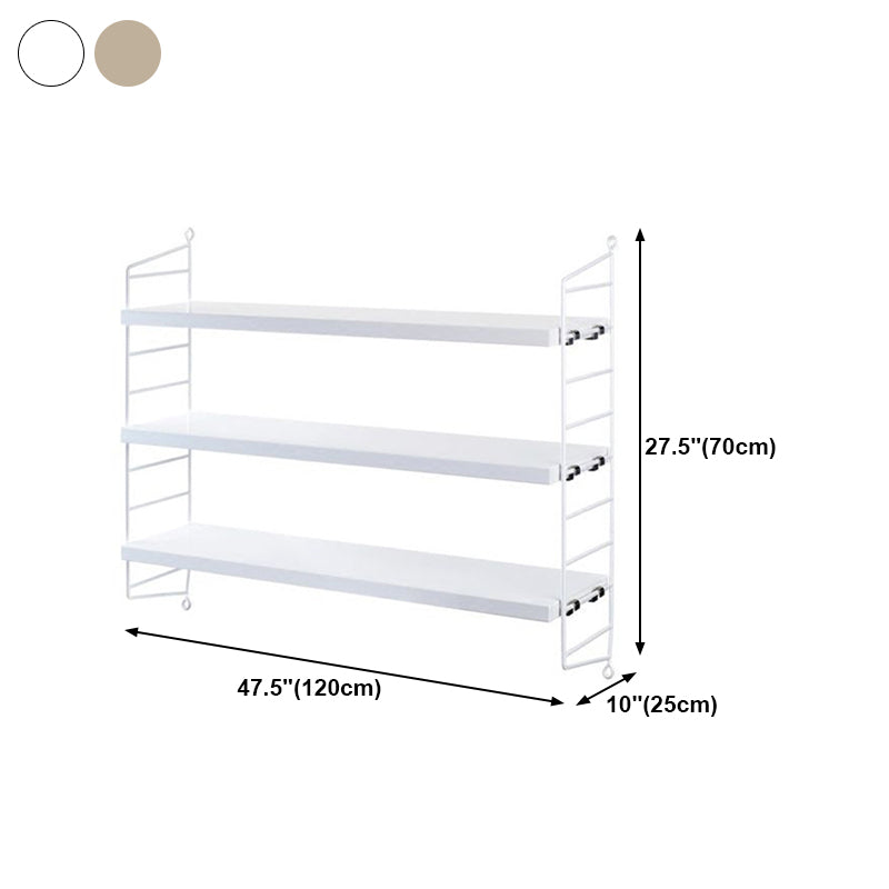 Modern Wall Mounted Bookcase with Solid Wood Rectangular Shelves