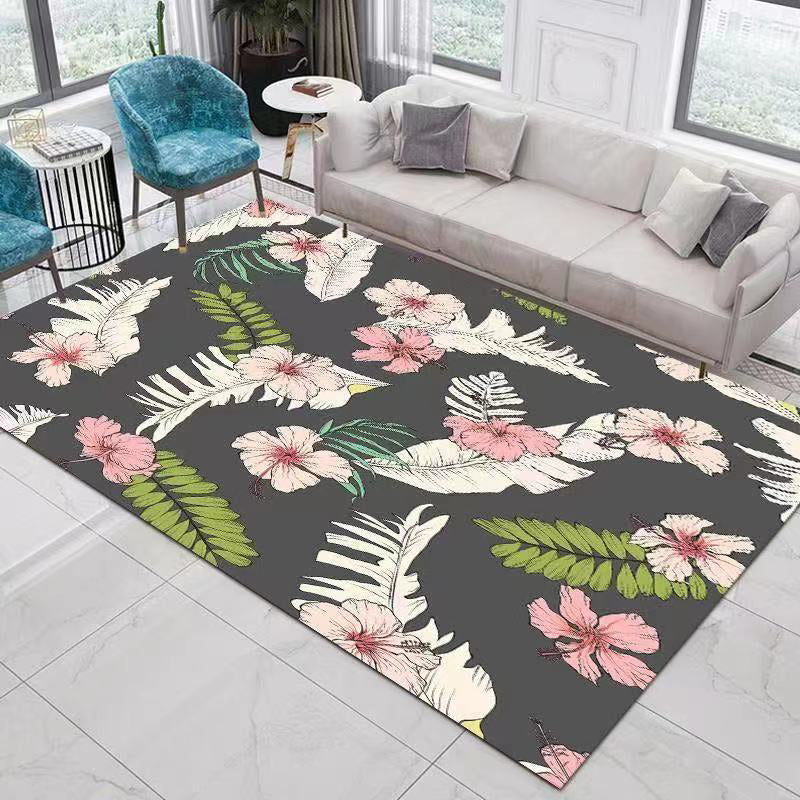 Gray Feather Rug Polyester Modern Area Rug Non-Slip Backing Rug for Drawing Room