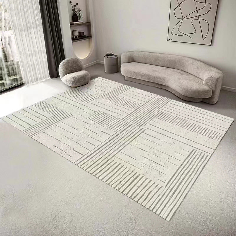Blue Striped Pattern Rug Polyester Modern Rug Washable Rug for Drawing Room