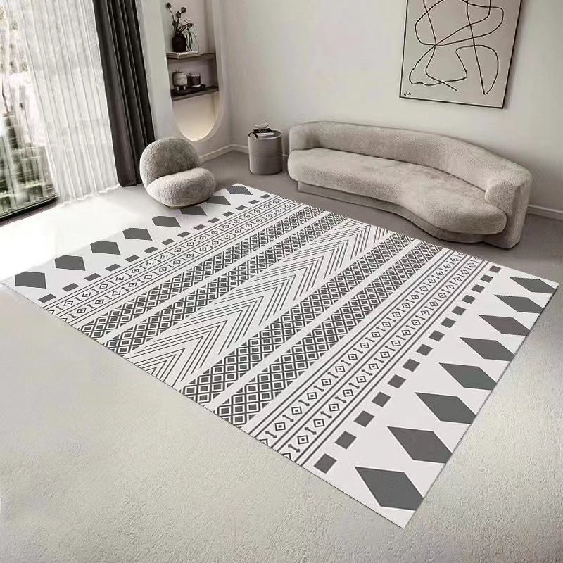 Blue Striped Pattern Rug Polyester Modern Rug Washable Rug for Drawing Room