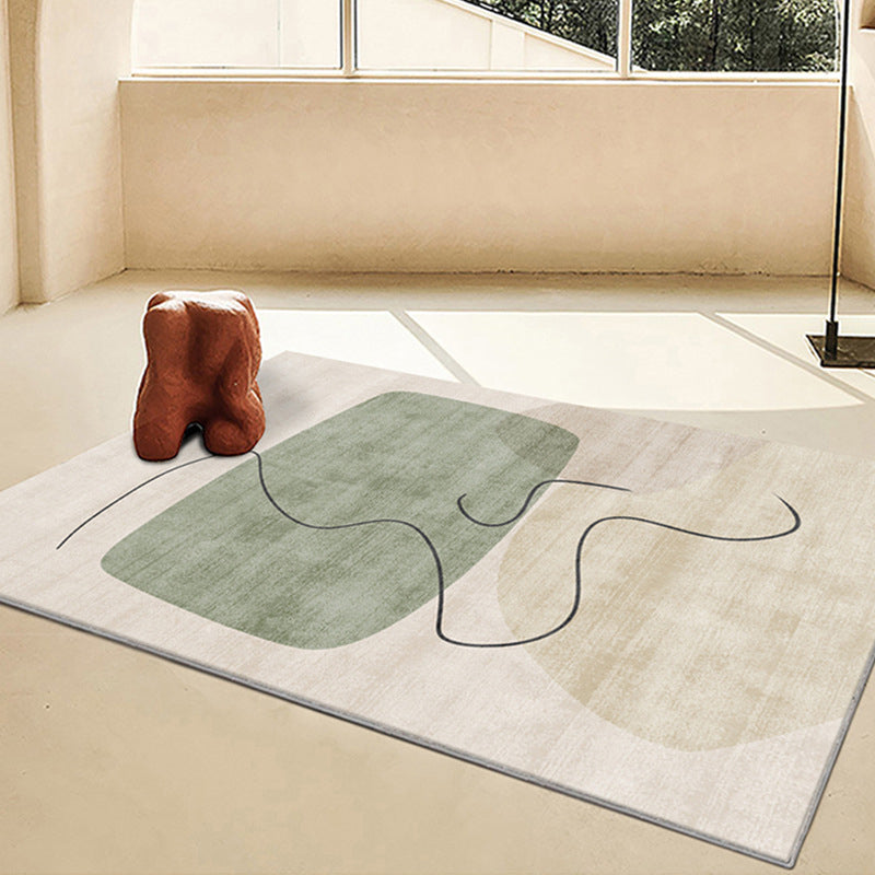 Apricot Irregular Rug Polyester Casual Rug Non-Slip Backing Rug for Drawing Room
