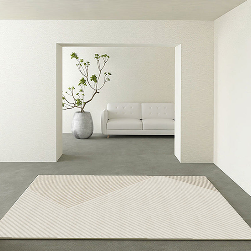 Apricot Irregular Rug Polyester Casual Rug Non-Slip Backing Rug for Drawing Room