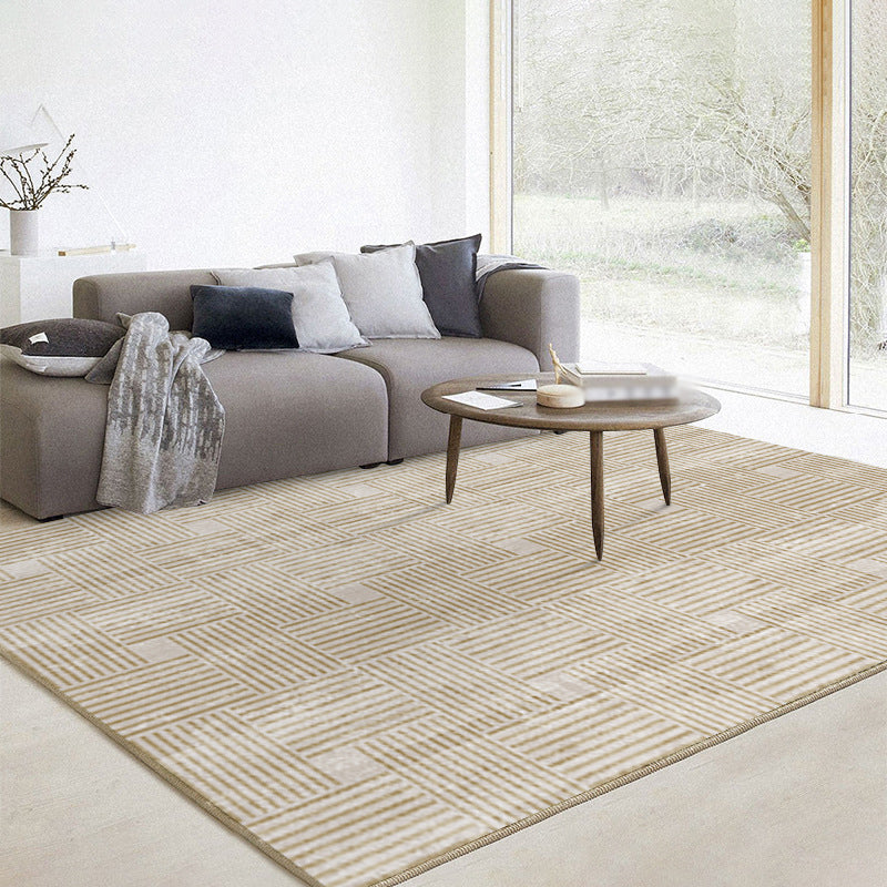 Light Brown Modern Rug Polyester Pattern Area Rug Stain Resistant Rug for Home Decoration