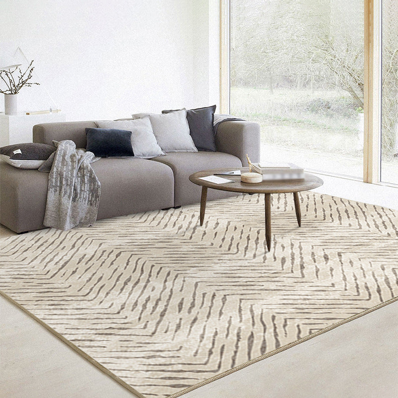 Light Brown Modern Rug Polyester Pattern Area Rug Stain Resistant Rug for Home Decoration