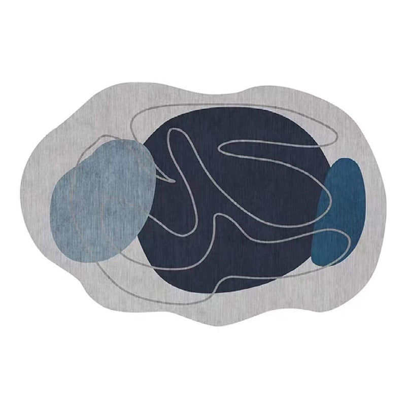 Green Line Rug Polyester Casual Area Rug Non-Slip Backing Rug for Drawing Room
