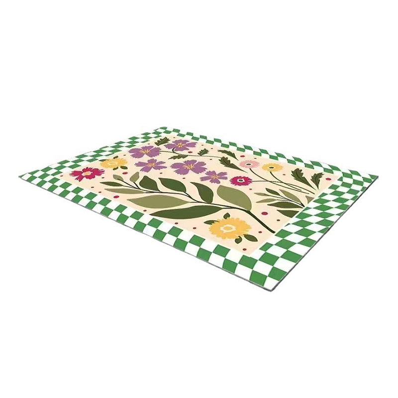 Modern Style Rug Flowers Pattern Rug Stain Resistant Rug for Home Decor
