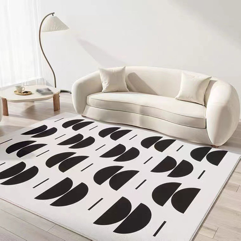 Geometric Pattern Living Room Rug Carpet Polyester Washable Area Rug