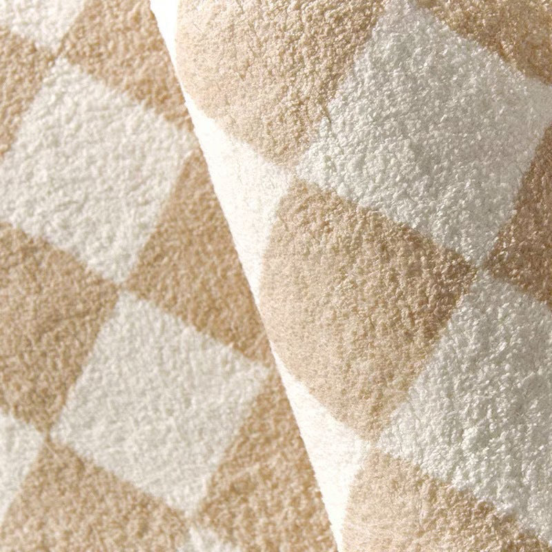 Geometric Pattern Living Room Beige Rug Carpet Polyester Washable Area Rug