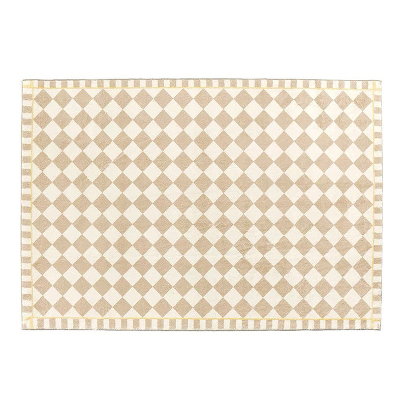 Geometric Pattern Living Room Beige Rug Carpet Polyester Washable Area Rug