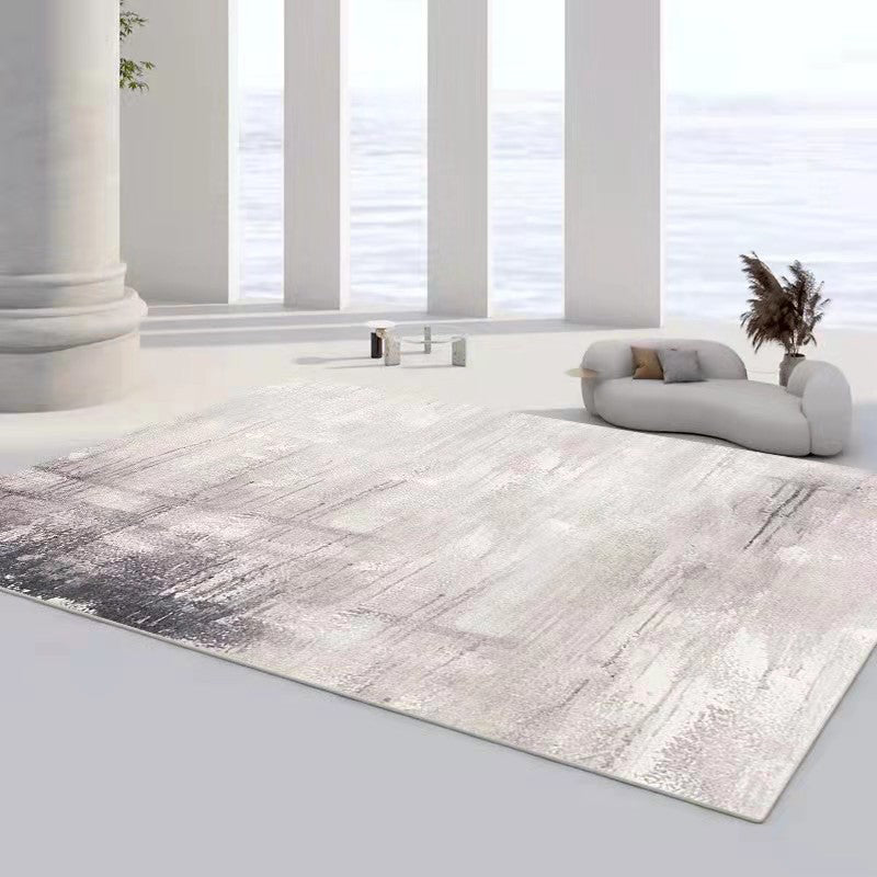 Abstract Style Indoor Rug Polyester Area Rug Stain Resistant for Living Room