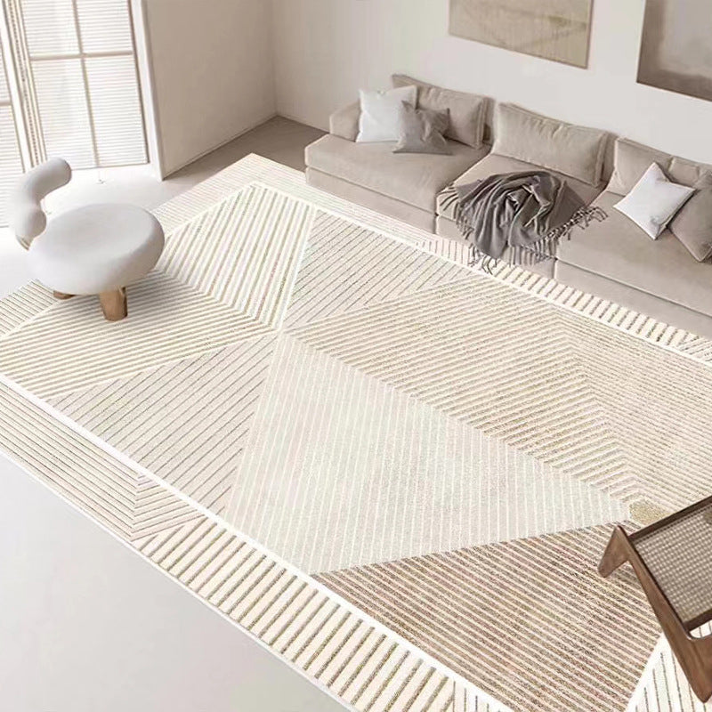 Light Brown Line Carpet Polyester Modern Carpet Washable Carpet for Home Decor