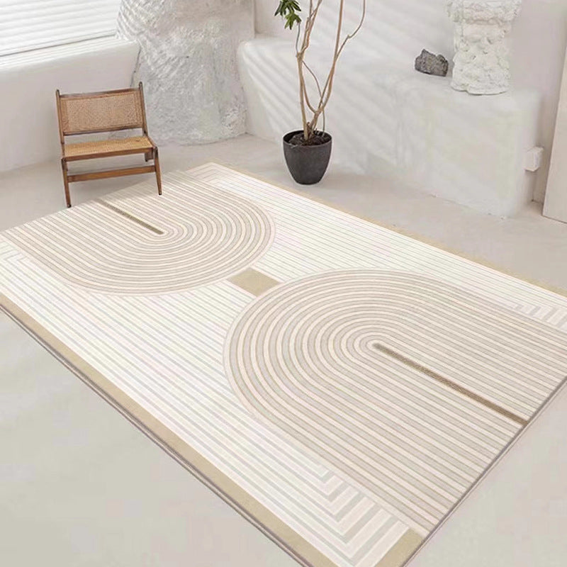 Light Brown Line Carpet Polyester Modern Carpet Washable Carpet for Home Decor