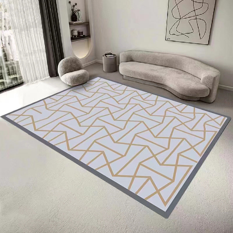 Light Brown Line Carpet Polyester Modern Carpet Washable Carpet for Home Decor