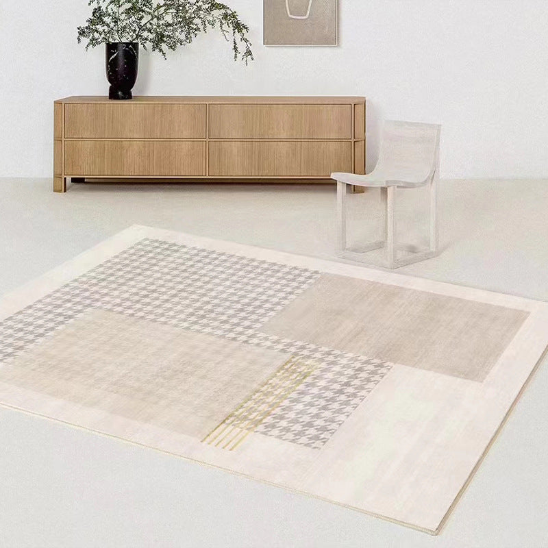 Light Brown Line Carpet Polyester Modern Carpet Washable Carpet for Home Decor
